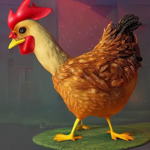 Whimsical Avocado-Headed Chicken Dances in Digital Painting