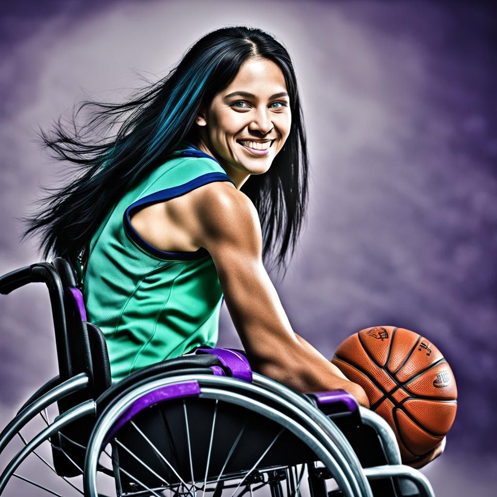 Paraplegic Basketball Player Scores Basket, Hyperrealistic H...