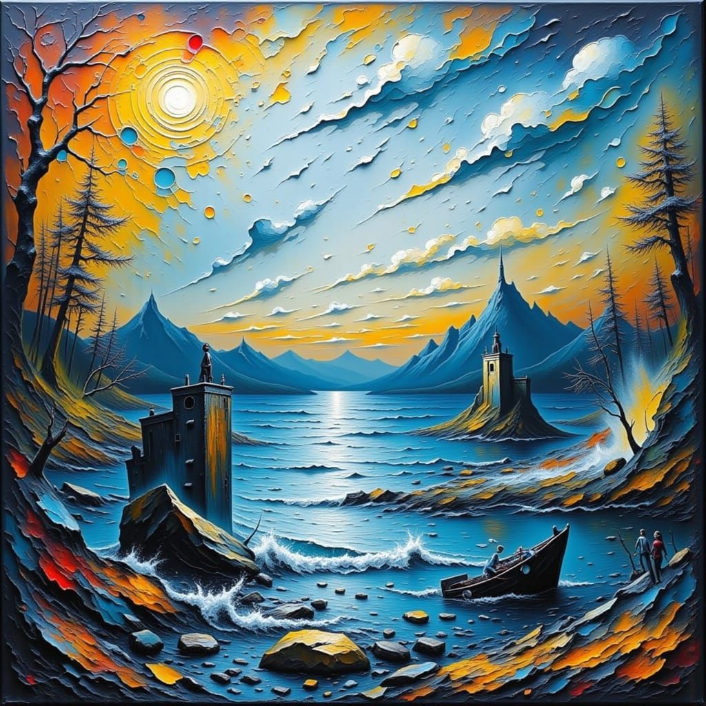 Impasto Seascape With Textural Brushstrokes