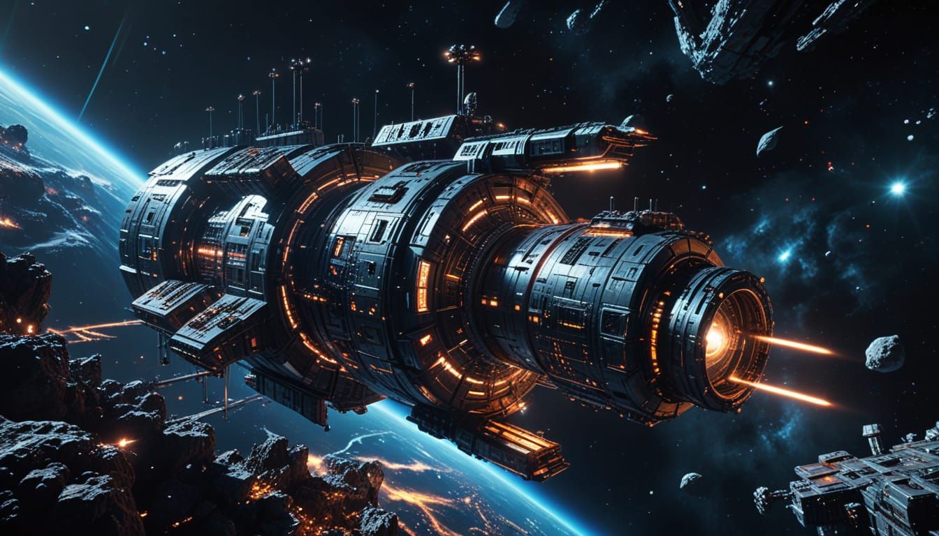 Photorealistic Space Fortress in Orbit