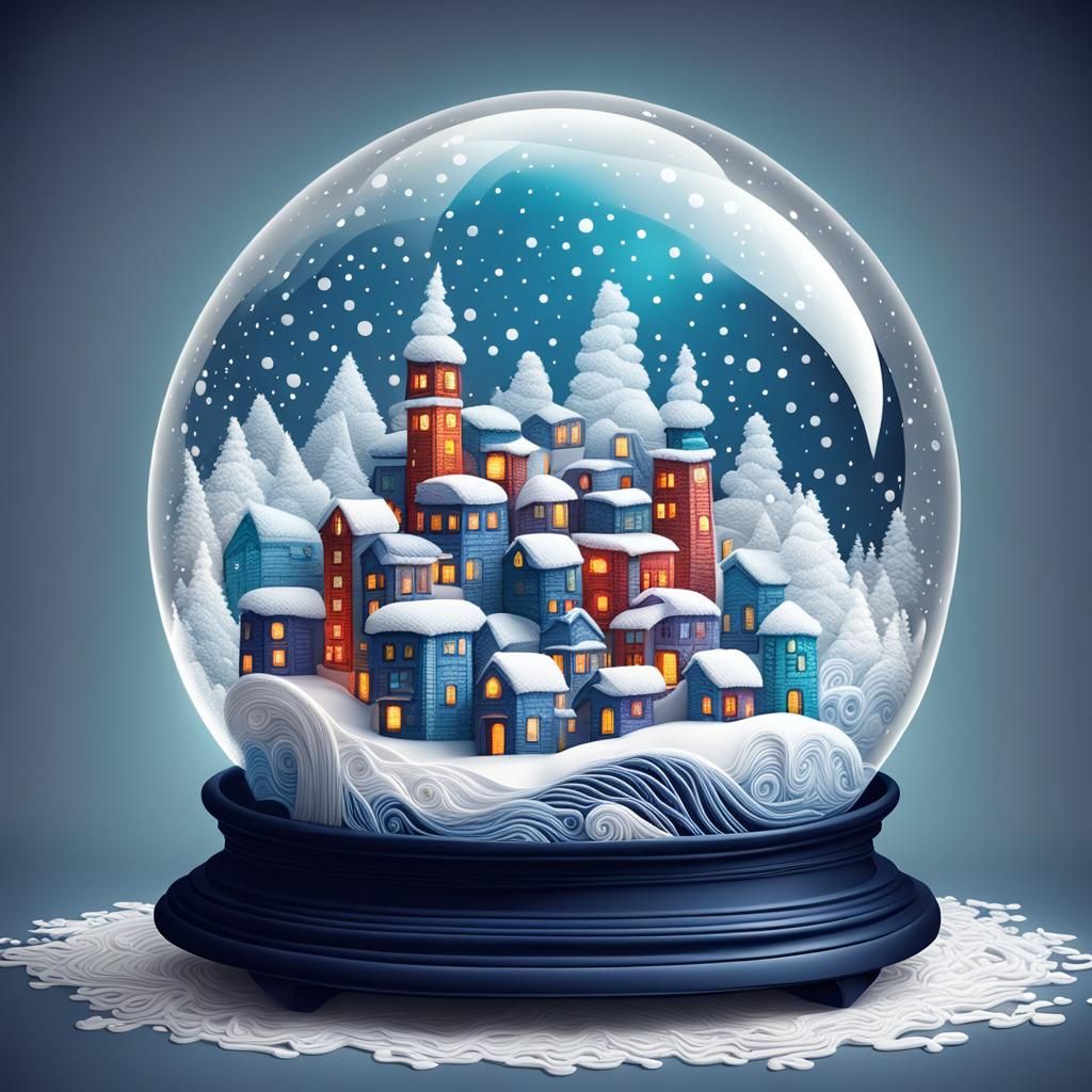 Yarn Microcity Under Glass with Fractal Zentangle Design