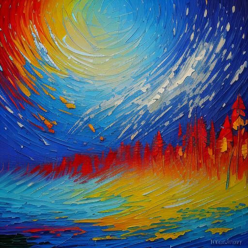 Colorful Kirigami in Expressionist Impasto Style