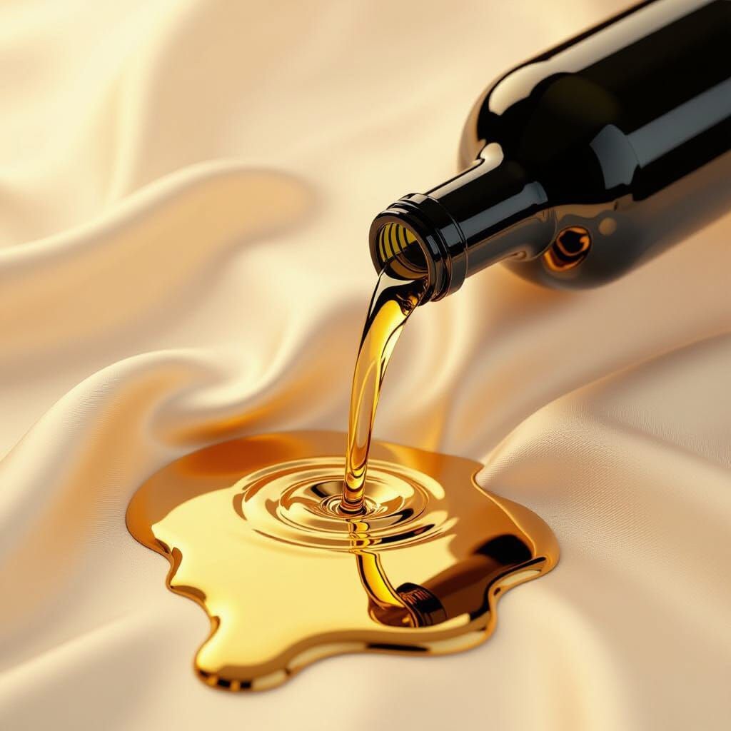 Liquid Gold Cascade on Satin Fabric