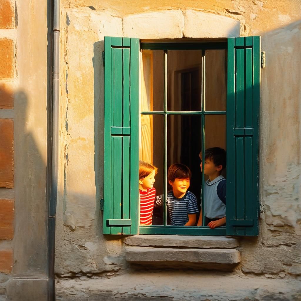 Impressionistic Family Scene in Warm Light