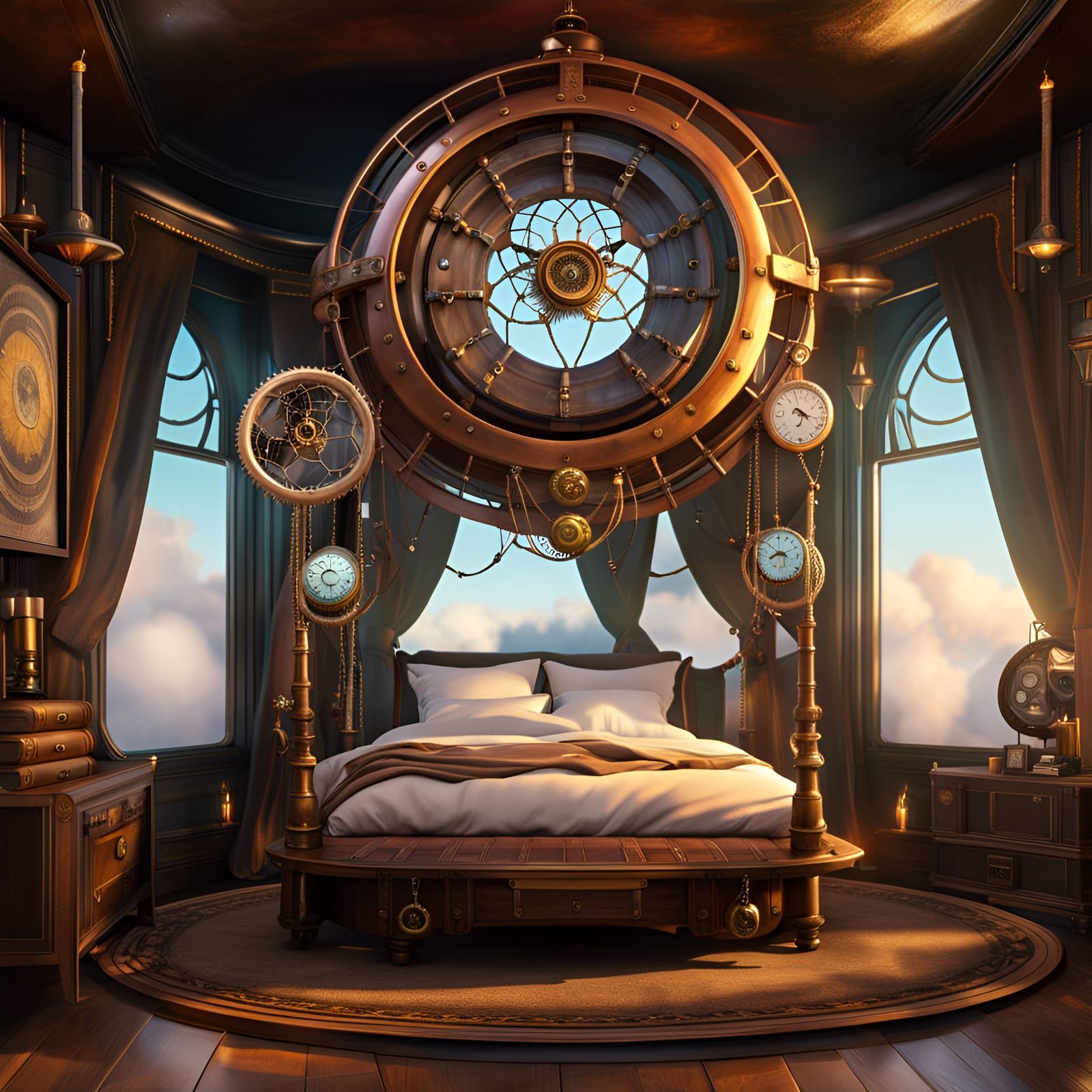Captain's Quarters on a Steampunk Airship v1