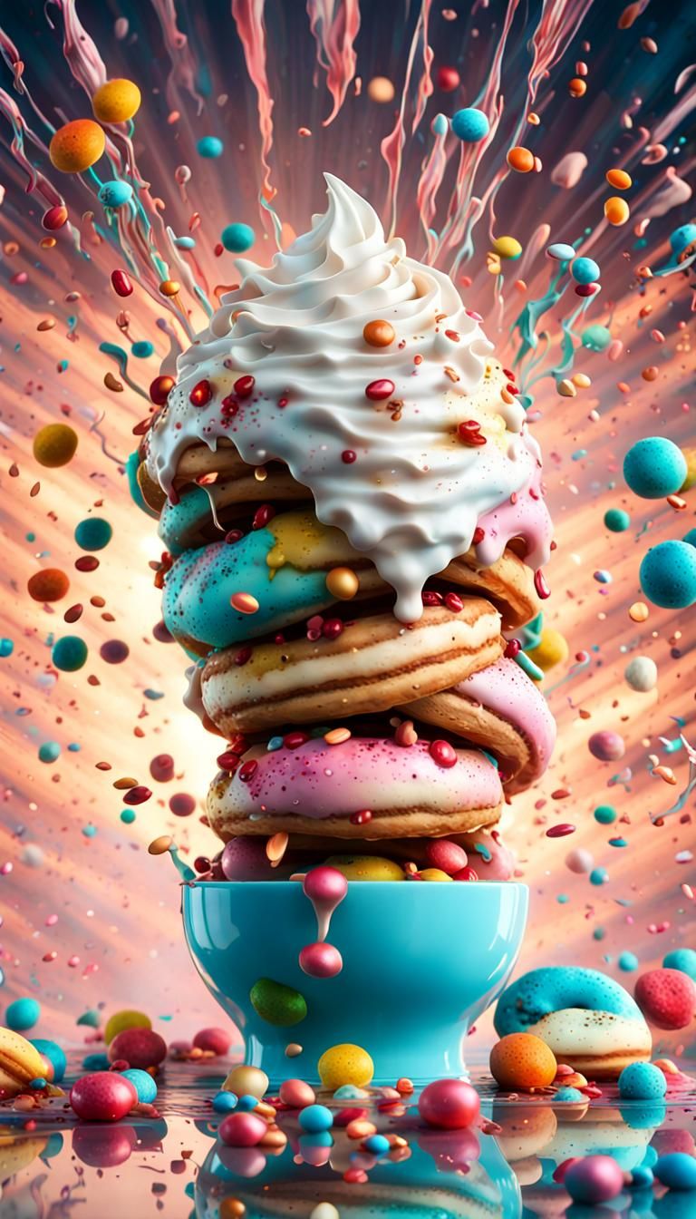Ice Cream with Donuts & Candies