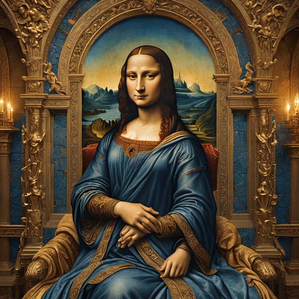 Mona Lisa with Raised Eyebrow in Renaissance Style