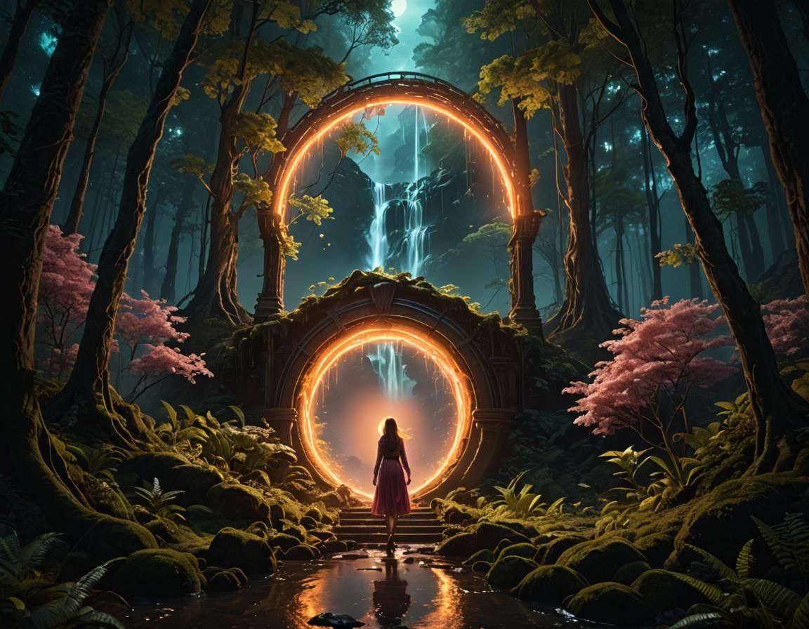 Moon Gate to Whimsical Waterfall Dimension