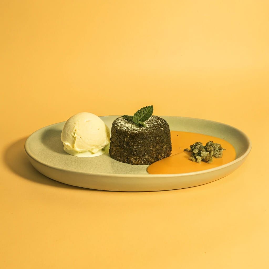 Gourmet Dessert Plated Elegantly on White