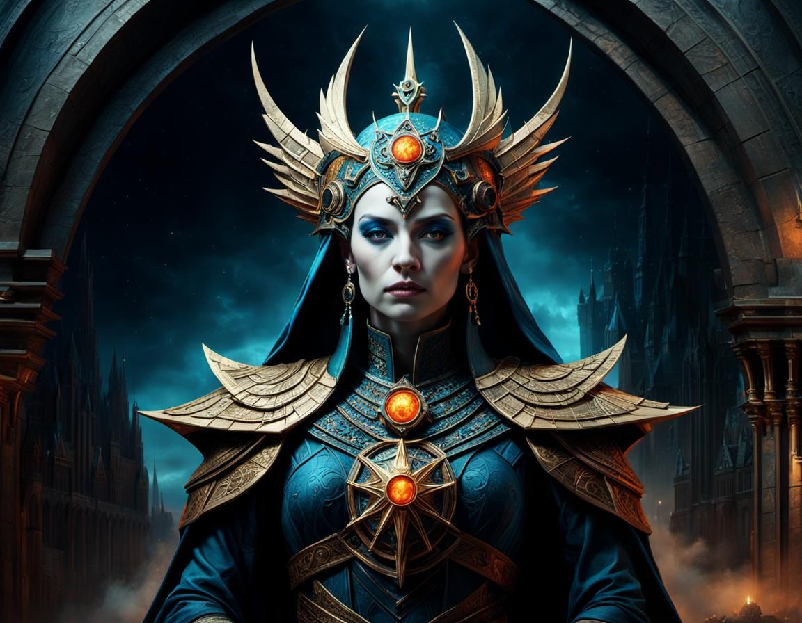 Lady of Pain Watches Over Sigil in Gothic Splendor