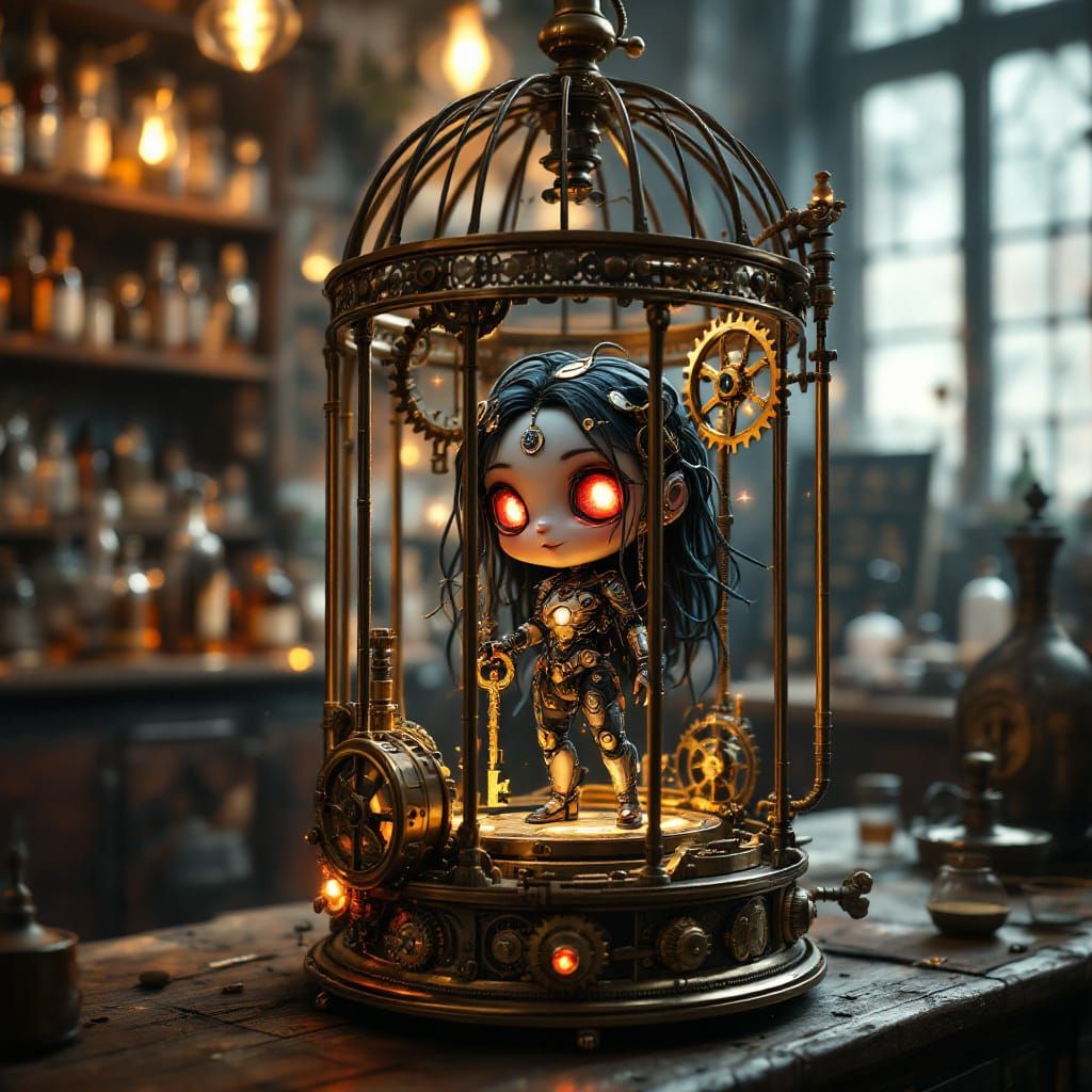 Steampunk Cyborg Awakens in Victorian Apothecary