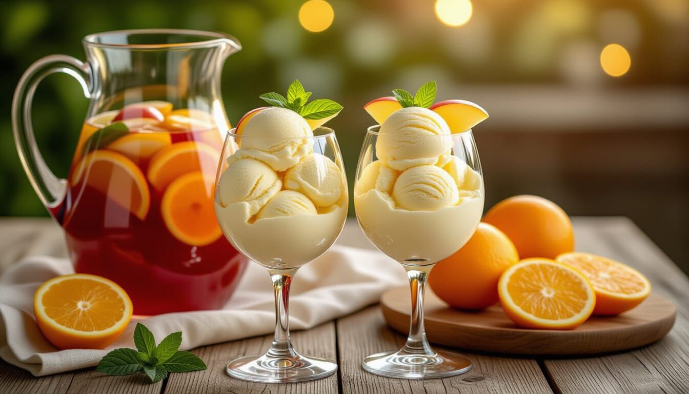 Lemon Gelato in Sangria: Food Photography