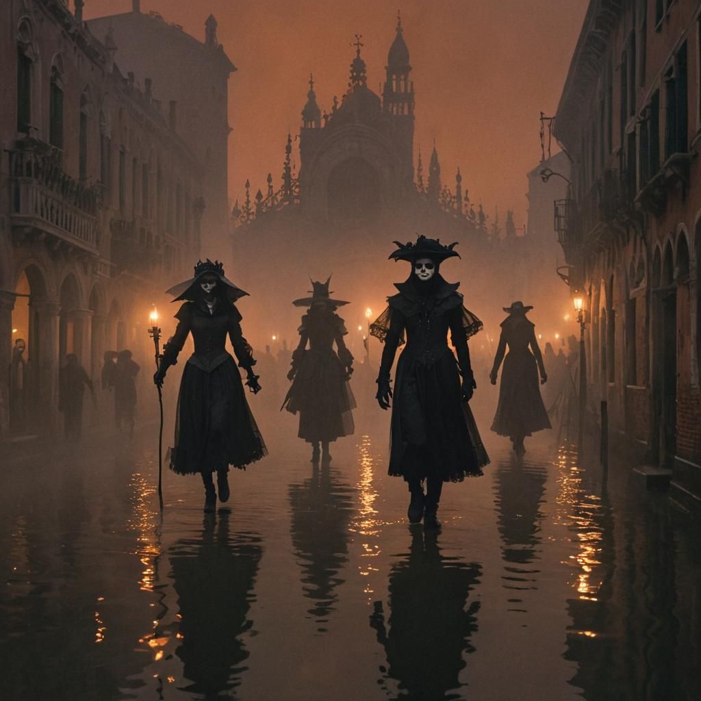 Halloween in Venice: Dark Fantasy Illustration
