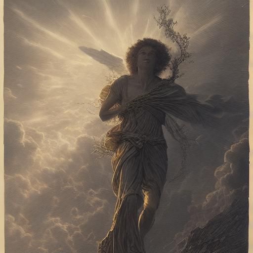 Woman's Ethereal Transformation into Tree at Sunrise