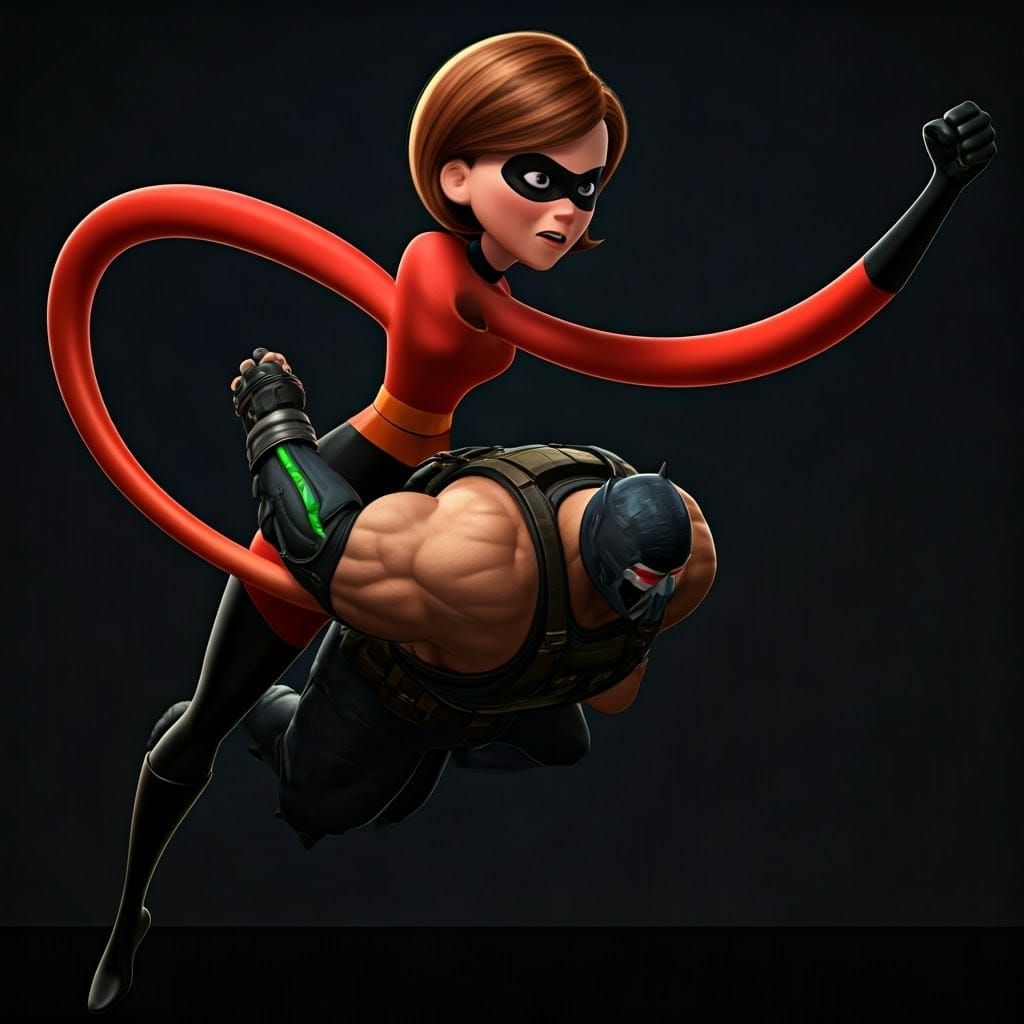 Elastigirl vs Bane in Comic Book Style
