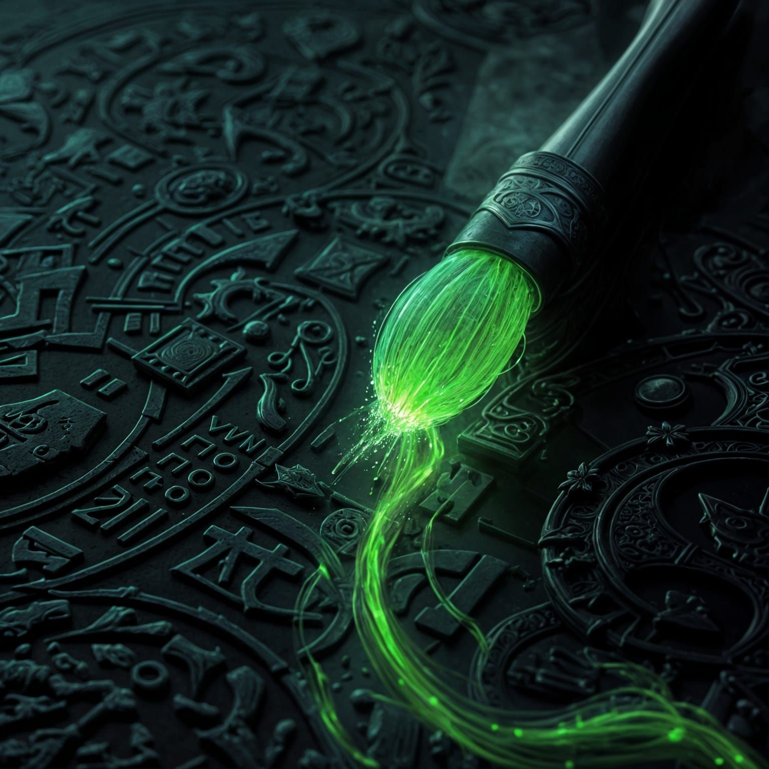 Cursed Brush Emitting Luminescent Green Glow