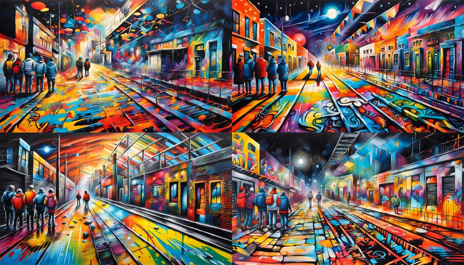 Vibrant Street Art December Nighttime Scene