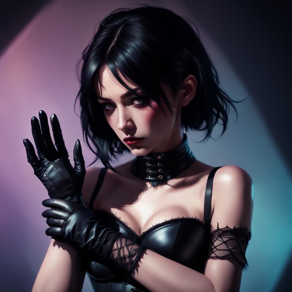 Woman in Corset: Dark Fantasy Anime Portrait