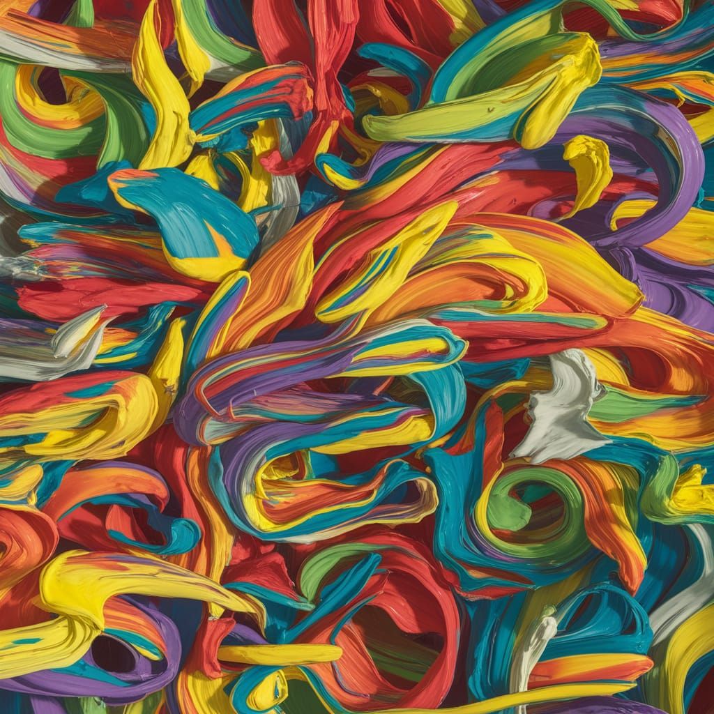 Vibrant Abstract Swirls in Thick Impasto Paint