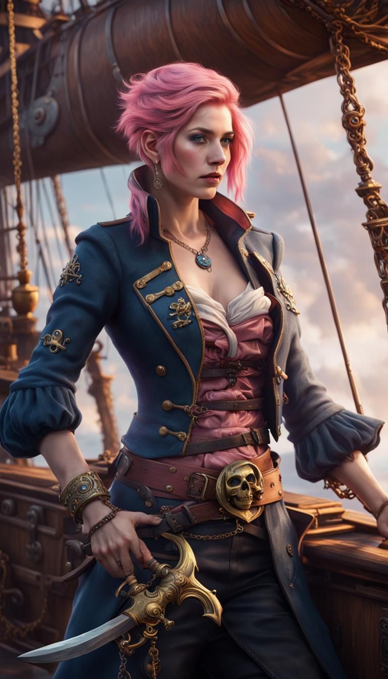 Pirate with Mechanical Arm, Detailed Matte Painting