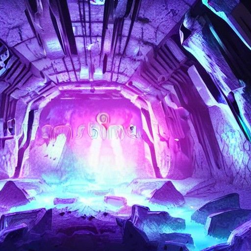 Glowing Crystal Abyss: Digital Art Illustration