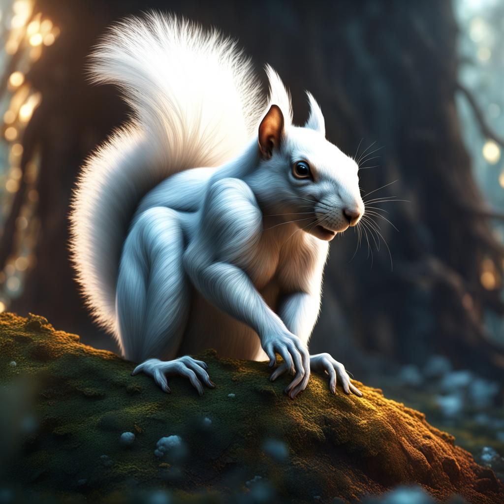 Fantastical White Squirrel Matte Painting