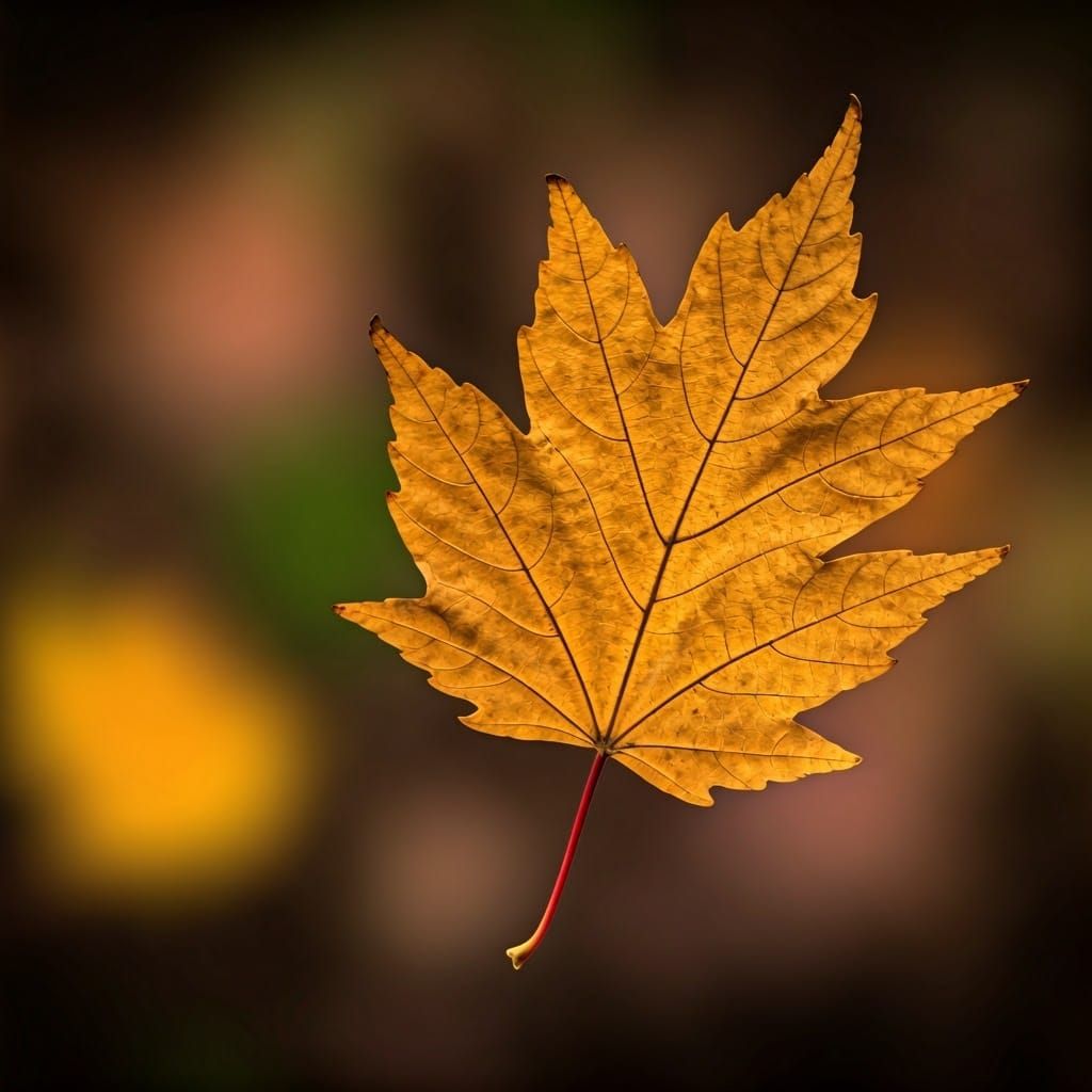 Detailed Close-Up of Colorful Falling Autumn Leaves