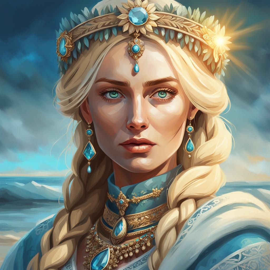 Slavic Beauty in Oil Painting Style