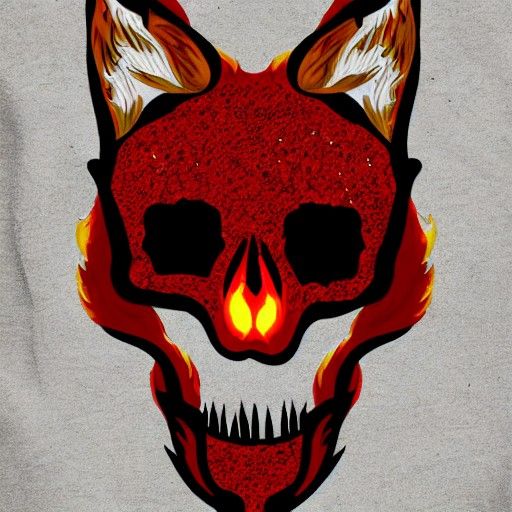 Flaming Fox Skull Art