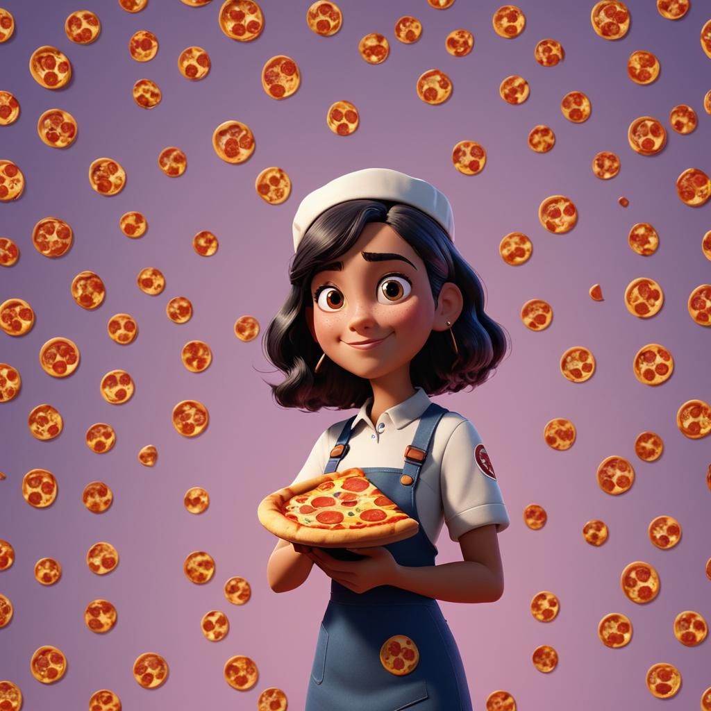 Pixar Style Pizza Girl Concept Art
