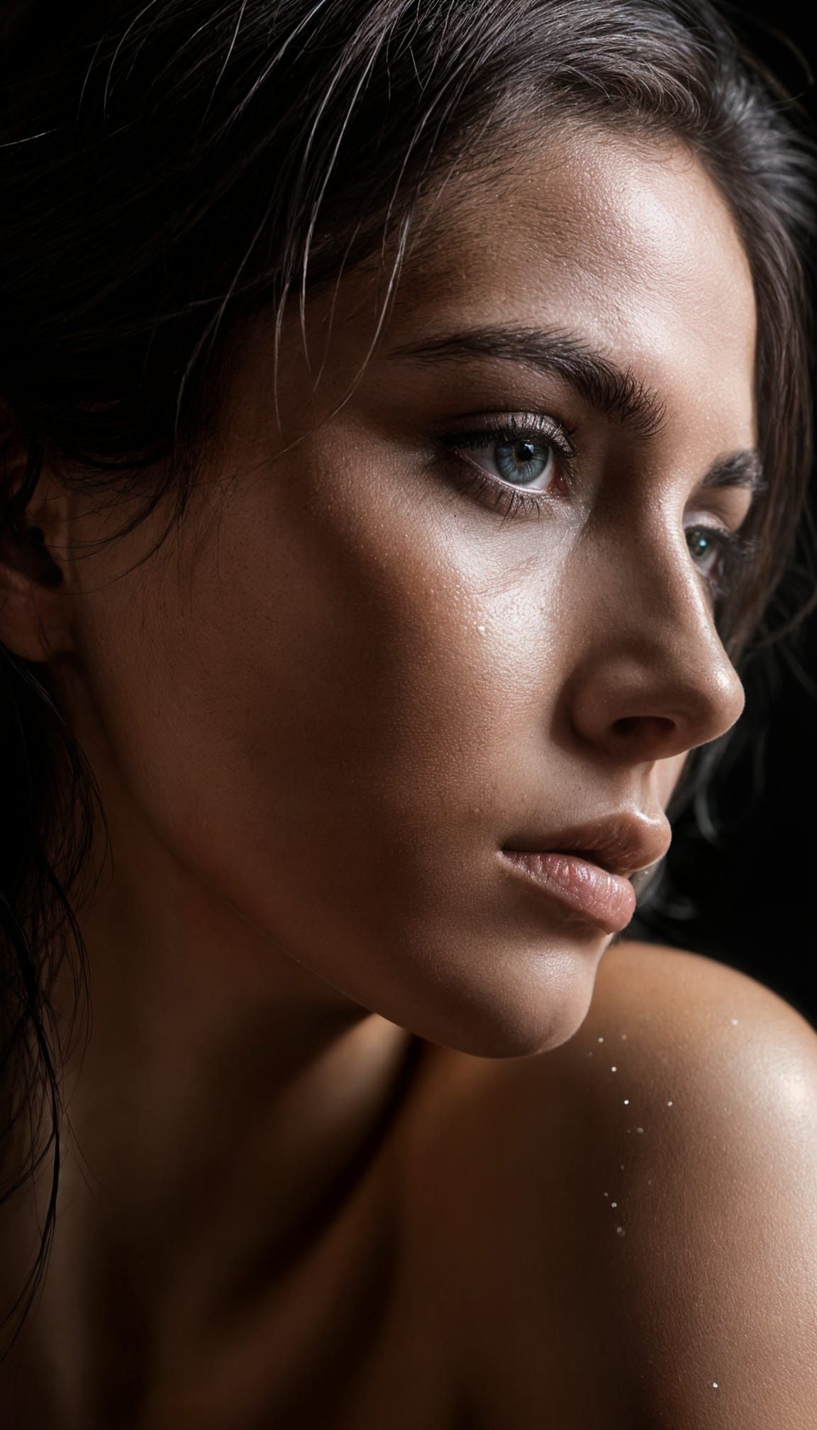 Mysterious Brunette Woman in Dramatic Lighting