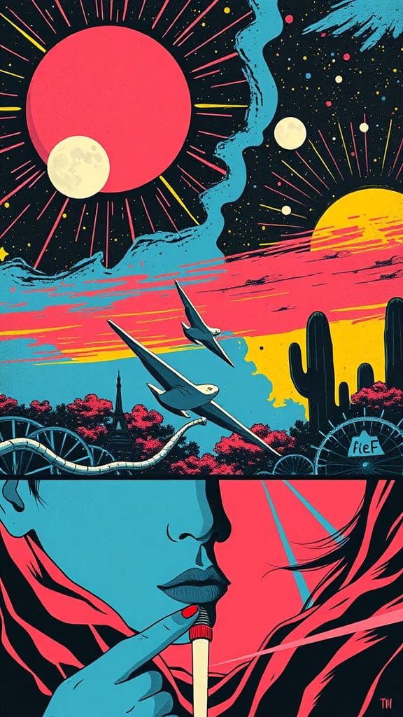 Pop Art Triptych in Trip-Hop Style