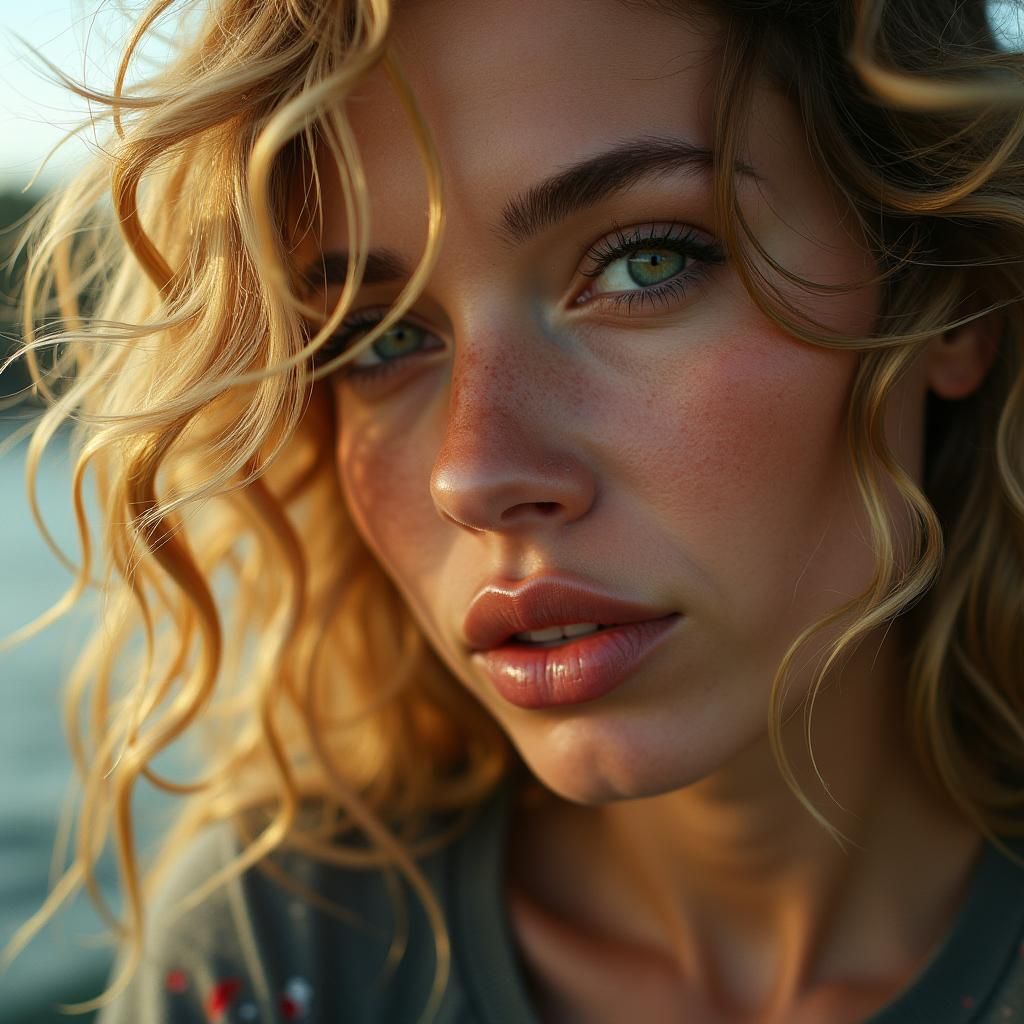 Enticing Blonde Woman with Funky Hair in Retro Style