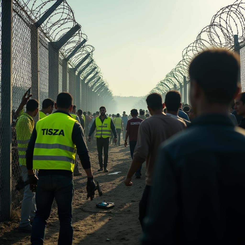 Tense Border Dismantling: A Photorealistic Scene