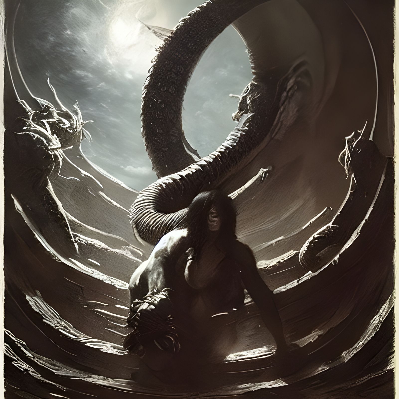 Ouroboros in Dark Gothic Horror Style