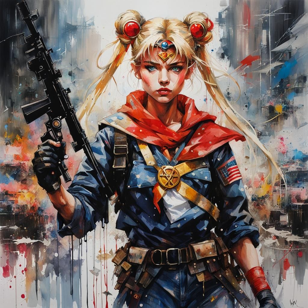 Sailor Moon as Mercenary in Apocalyptic Tokyo