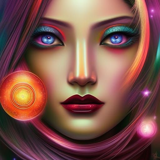 Cosmic Sorceress Portrait in Gothic Renaissance Style