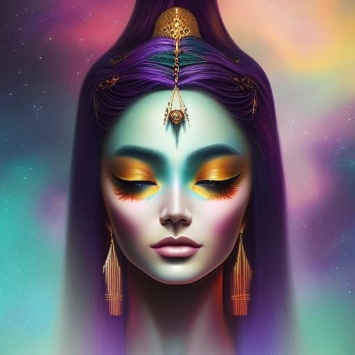 Galactic Sorceress Portrait in Gothic Renaissance Style