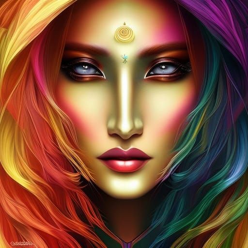 Cosmic Sorceress Portrait in Gothic Renaissance Style