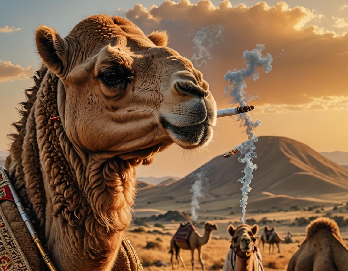 Camel Smokes: Photorealistic Portrait in Golden Hour