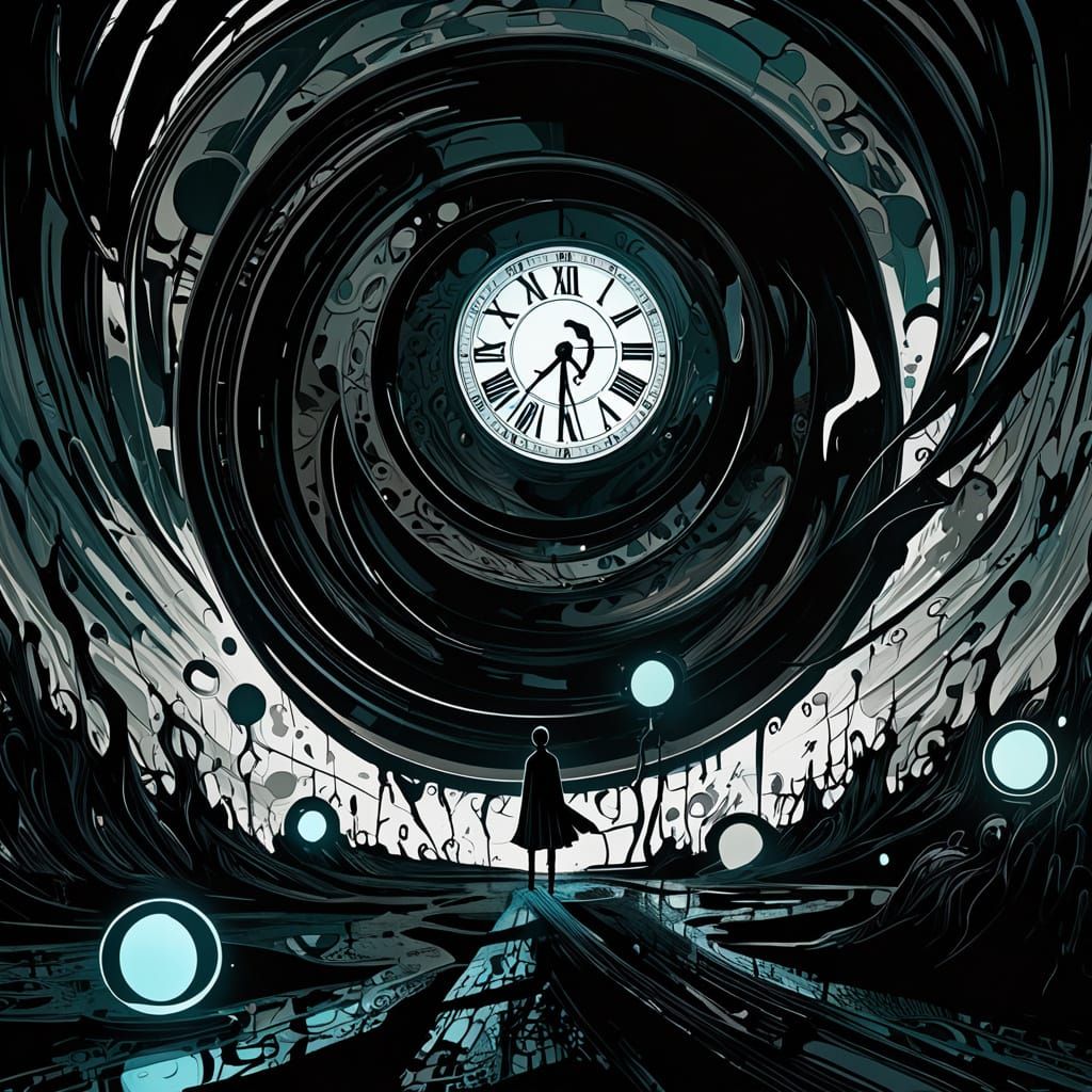 Dreamlike Surrealist Figure in a Melting Timeless Landscape