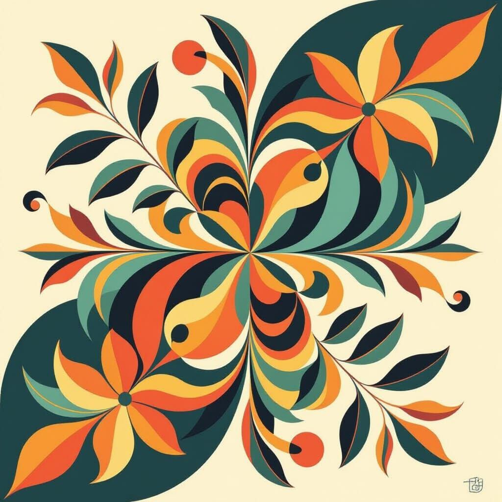 Botanical Forms Meet Geometric Shapes in Graphic Design