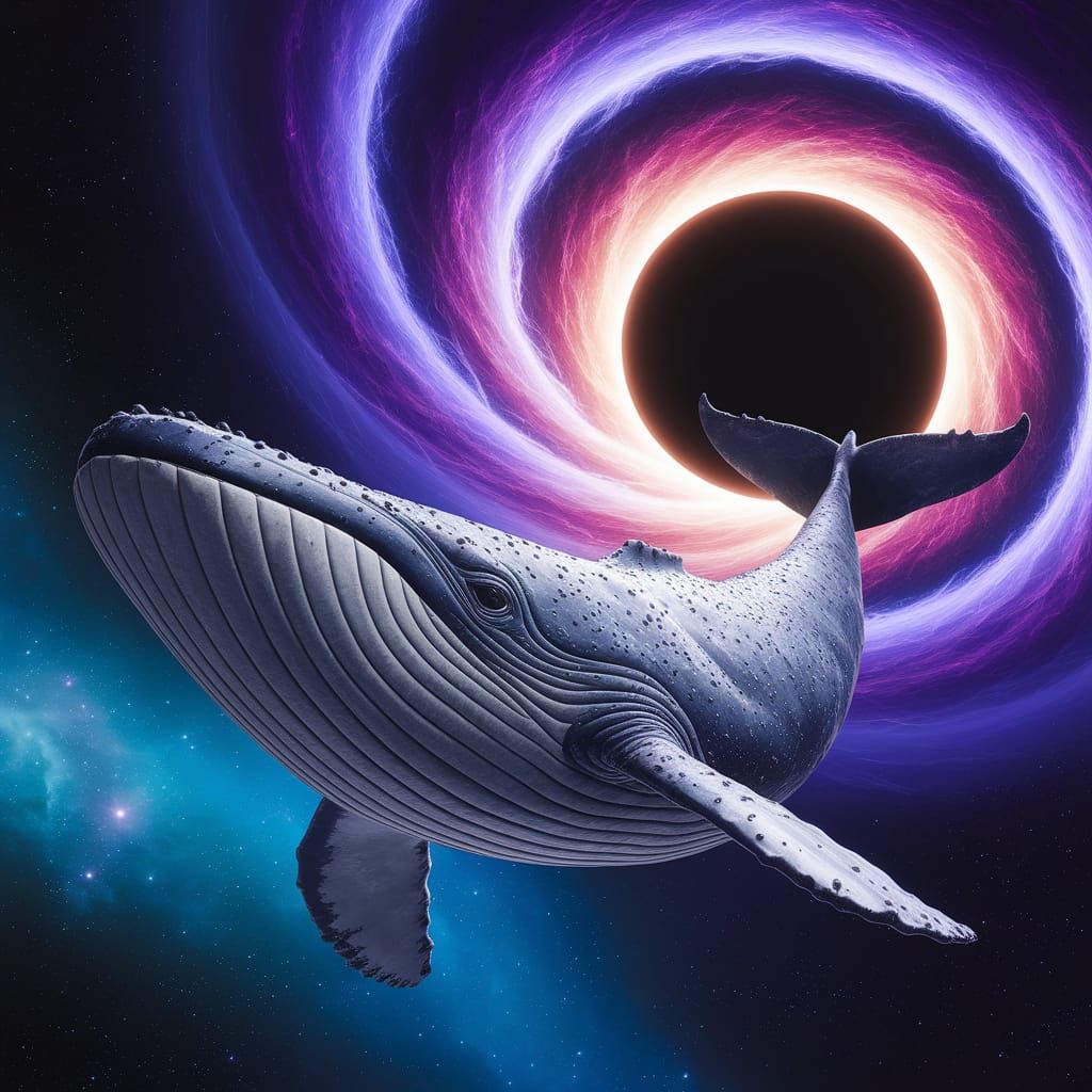 Space Whale and Black Hole: Detailed Matte Painting