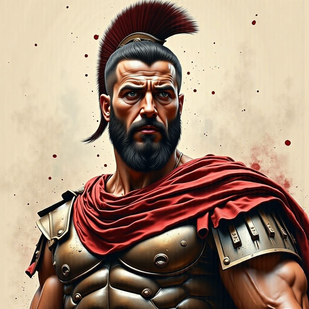 Spartacus Portrait: Ink Illustration of a Roman Legionary