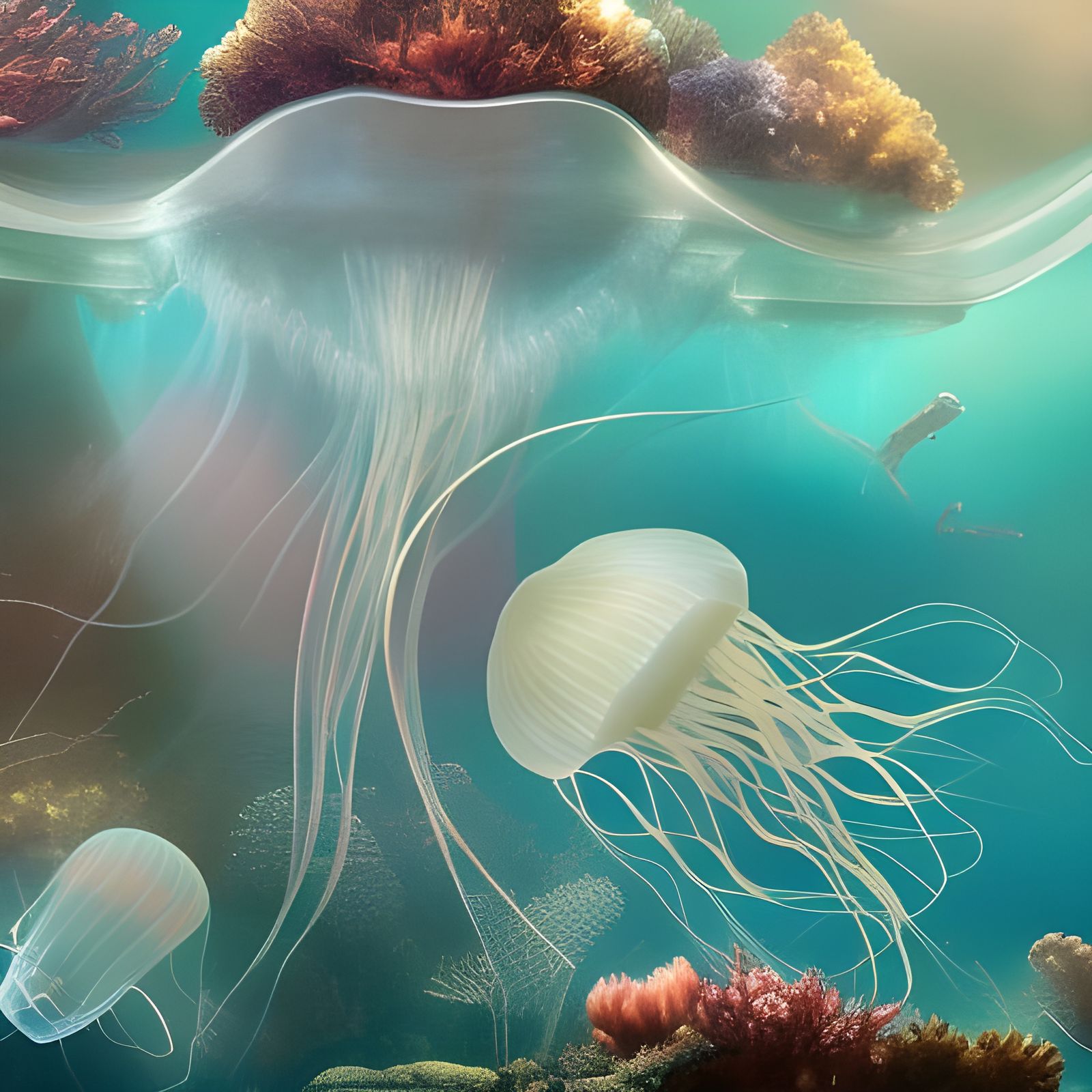 Translucent Jellyfish in Epic Underwater Scene