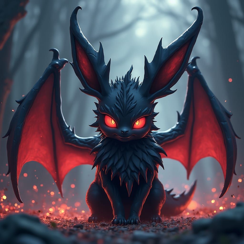 Dark Dragon Eevee with Ominous Aura, Manga Style