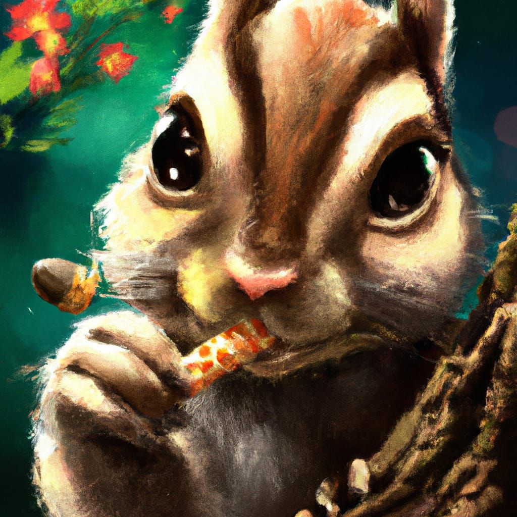 Hyperrealistic Chibi Squirrel Enjoying a Treat