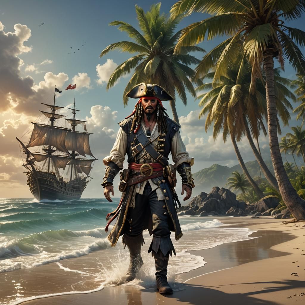 Pirate King and Queen on a Secluded Beach