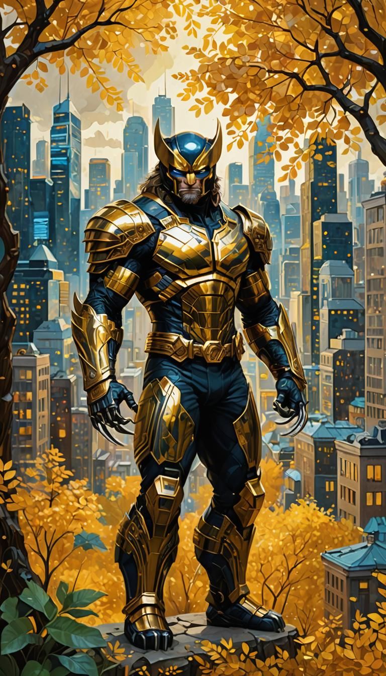 Armored Wolverine in Ornate Digital Painting