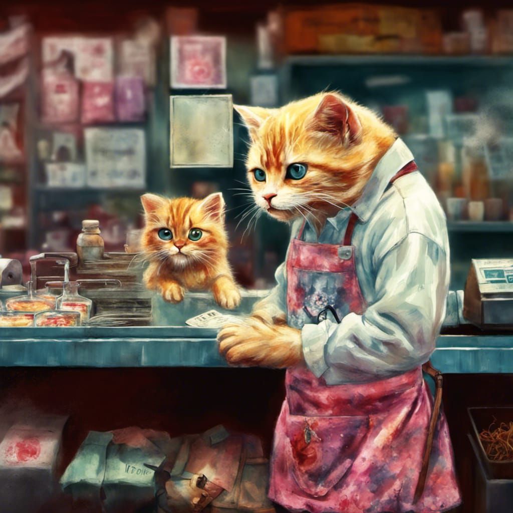 Cat in a supermarket